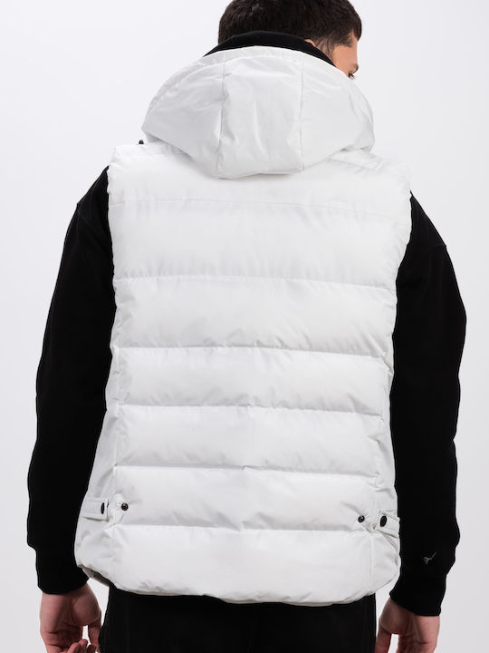 Ärmellos Jacke Puffer Winddicht White