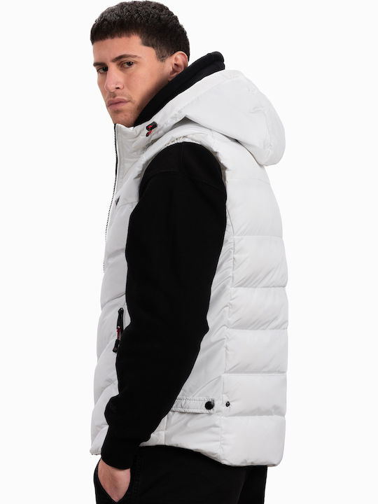Ärmellos Jacke Puffer Winddicht White