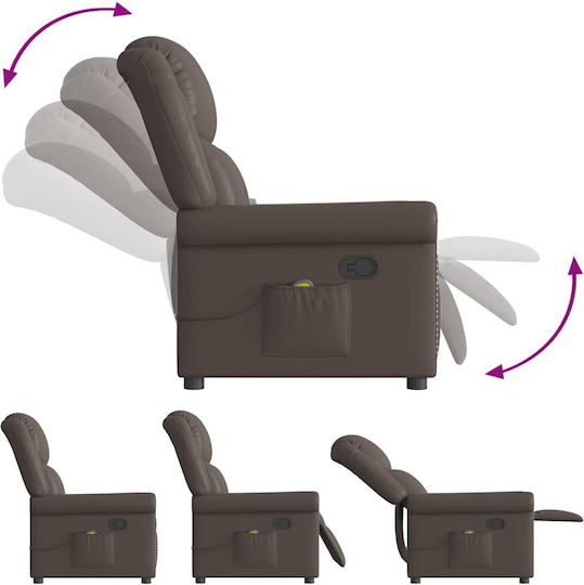 Relaxsessel Friseurwaschbecken mit Fußhocker aus echtem Leder Coffee 77x92.5x99cm