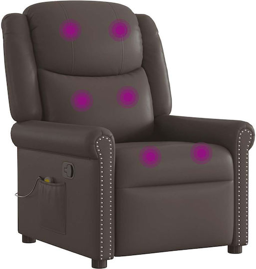 Relaxsessel Friseurwaschbecken mit Fußhocker aus echtem Leder Coffee 77x92.5x99cm