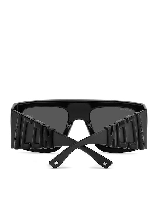 Dsquared2 Icon Unisex Γυαλιά Ηλίου με Μαύρο Κοκκάλινο Σκελετό και Μαύρο Φακό ICON 0024/S 003IR