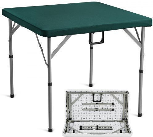 Outdoor Dinner Foldable Table with Plastic Surface and Metal Frame Green 34x34xcm