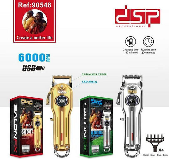 DSP Professional Rechargeable Hair Clipper Silver 614337