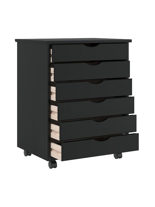 Office Storage Solid Wood Drawer with Wheels & Drawers Natural L53xW39xH65.5cm