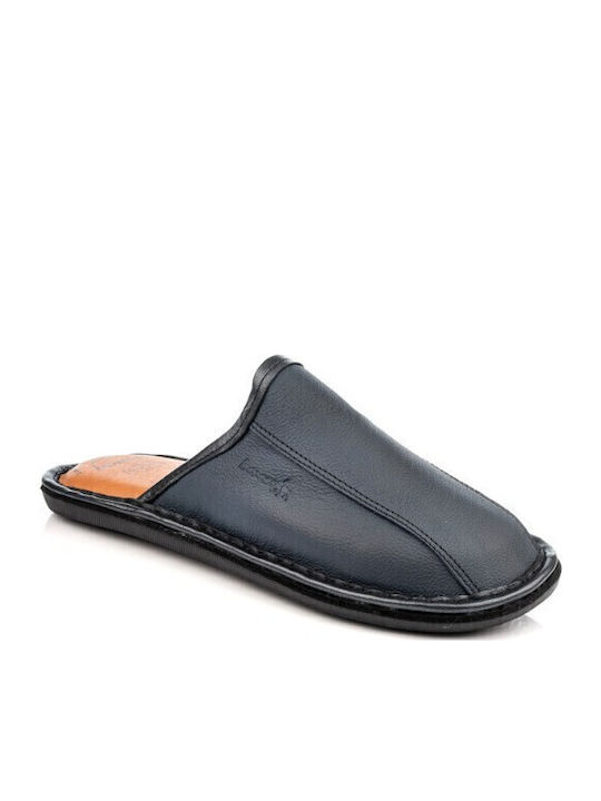 Men's Leather Slippers Blue