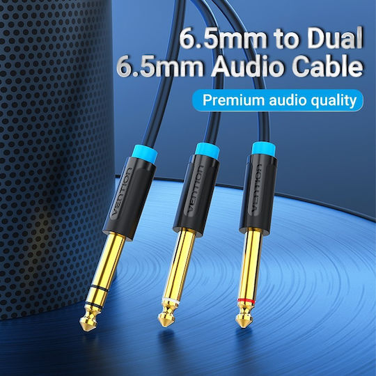 Vention Cable 6.3mm male - 2x 6.3mm male 1m