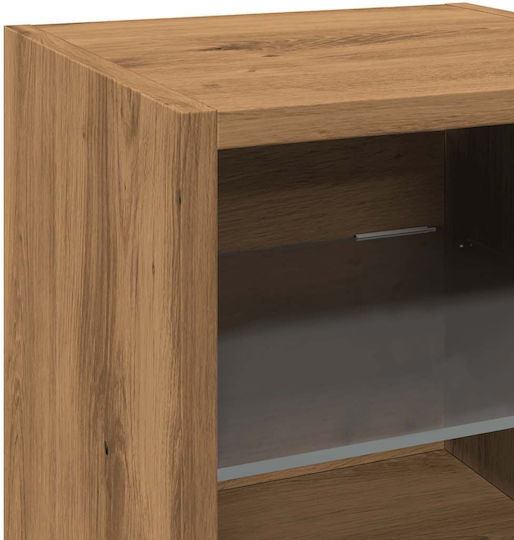 Wall Shelves with LED Brown 2 Pieces 30x28.5x30cm
