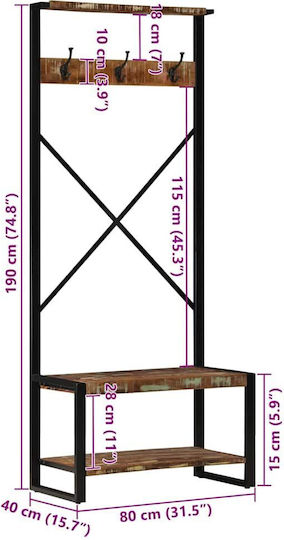 Mobilier de Intrare cu Cuier / Dulap pentru Pantofi & Bancă Colorful 80x40x190cm