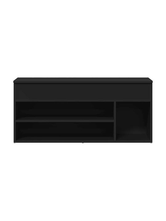 Мебел за антре със Шкаф за Обувки и Пейка Черен 102x30.5x45см