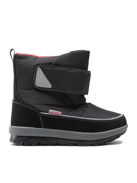 Leather Kids Snow Boots with Velcro Black