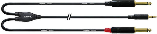 Cordial Kabel 2x 6,3mm Stecker - 3,5 mm Stecker 3m Schwarz (CFY 3 WPP)