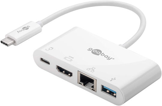 Goobay USB-C Docking Station με HDMI 4K PD Ethernet Λευκό (62105)