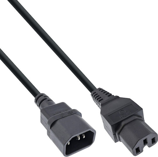 Cablu de prelungire Inline Inline Power Cable, conectare fierbinte, Iec-c15 drept la Iec-c14 drept, 5 m, negru