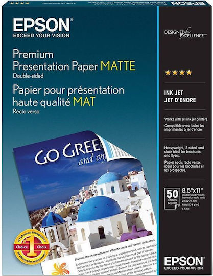 Epson Double Sided Matte Photo Paper A4 (21x30) 140gr/m² for Inkjet Printers 50 Sheets