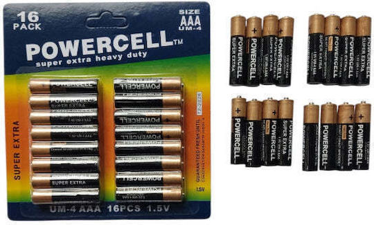 Powercell Super Extra Heavy Duty Zink-Batterie Zink AAA 1.5V 16Stück
