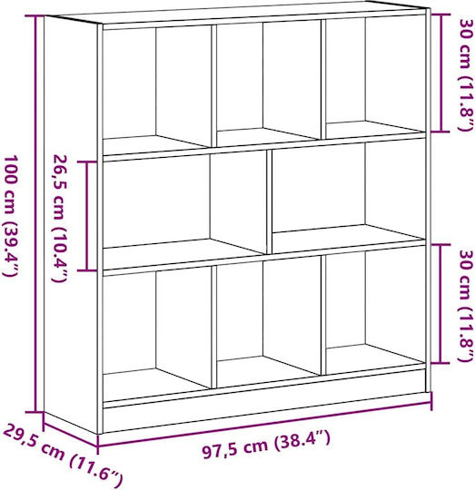 Bibliothek Schwarz Eiche 97.5x29.5x100cm