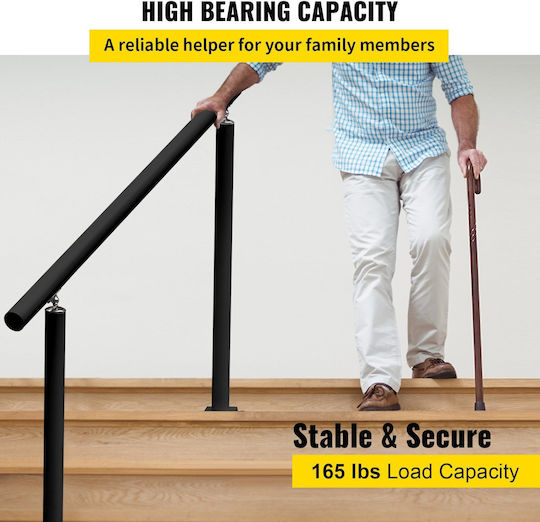 Vevor Handrail Outdoor Stair 3 Feet 34 Inches Exterior Handrail Black Railing Adjustable 0 to 60 Degrees Stair Handrail Outdoor Stair Railing Black Aluminum Garden