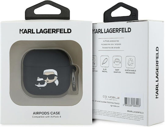 Karl Lagerfeld Karl+&chaupette 3d Hülle Silikon in Schwarz Farbe für Apple AirPods 4