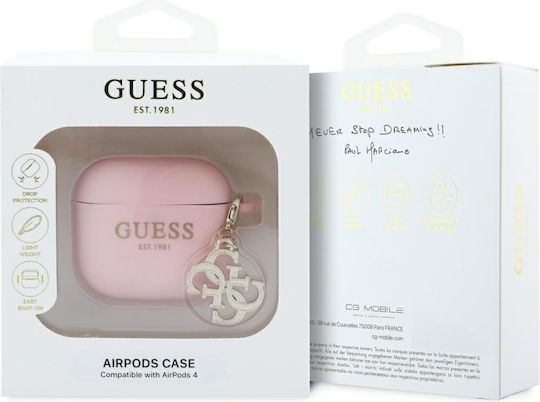 Guess Charm Θήκη Σιλικόνης σε Ροζ χρώμα για Apple AirPods 4