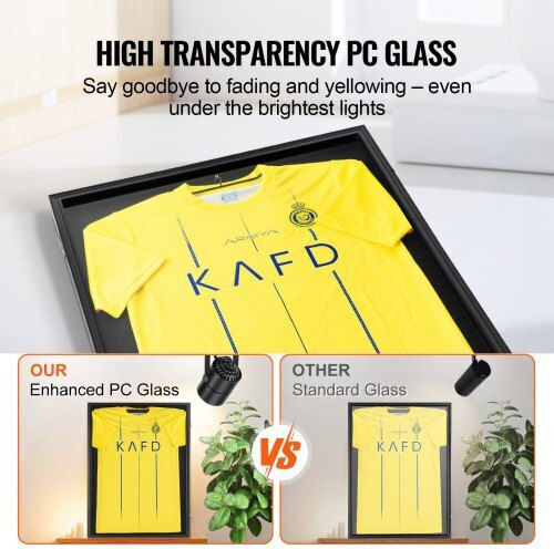 Vevor Jersey Display Case 24 X 32 X 1.5 In Large Locked Sports Jersey Shadow Box 98% UV Protection Hangers Black Qyzskjzx243221ldlv0