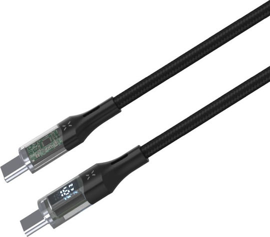 Плетен USB 2.0 Кабел USB-C Мъжки - USB-C 100W Захранване PD Черен 1.2м