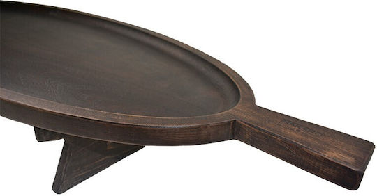 Nakaro Oval Handmade Platter 125x37cm Dark Brown Handles Feet H12.5cm