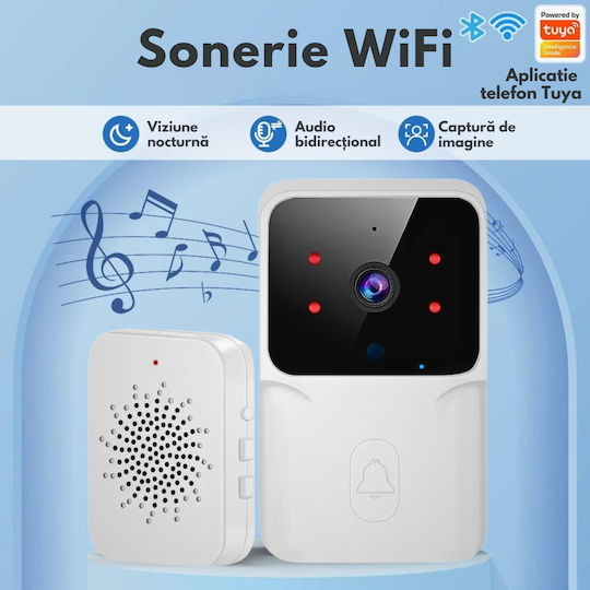 Ασύρματο Κουδούνι Πόρτας Wi-Fi / Bluetooth Λευκό