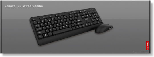 Lenovo 160 Combo Комплект клавиатура и мишка Английски US Черен