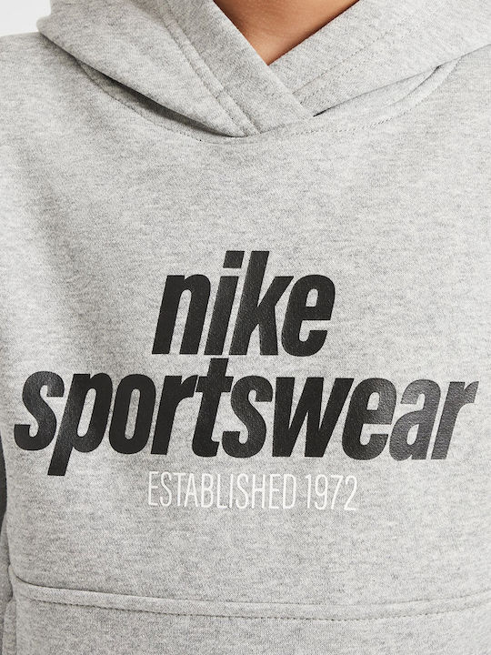 Fleece Παιδικό Φούτερ με Κουκούλα και Τσέπες Γκρι Nsw Club