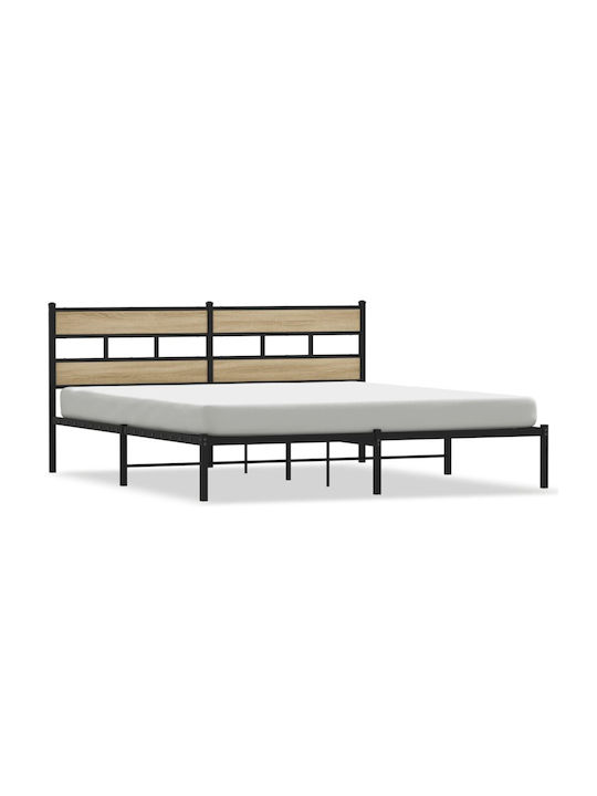 Легло King Size Дървено Кафяво с Дъски за Матрак 193x203см