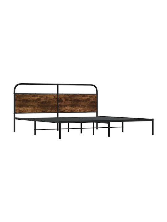 Легло King Size Дървено Кафяво с Дъски за Матрак 193x203см