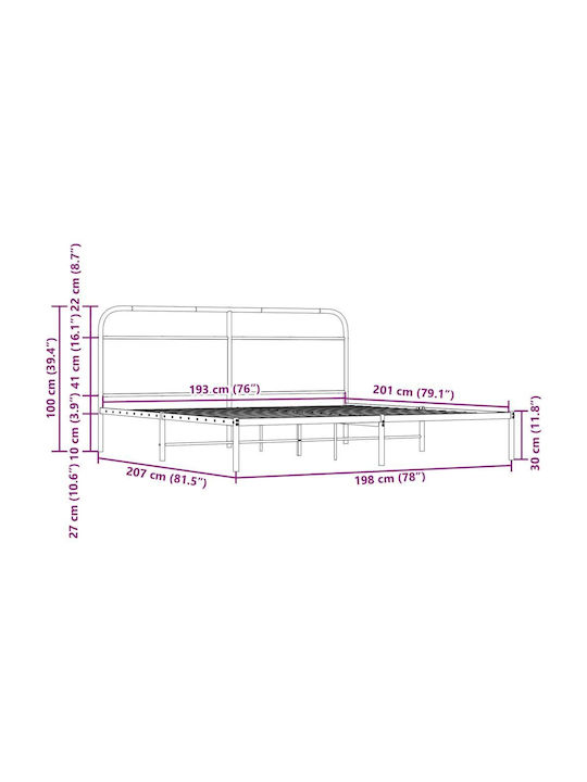 Легло King Size Дървено Кафяво с Дъски за Матрак 193x203см