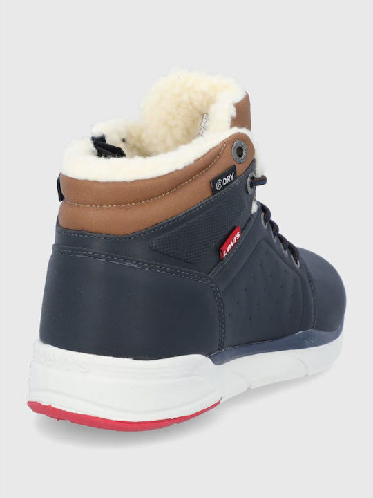 Levi's Peak Kids PU Leather Boots with Lace Blue