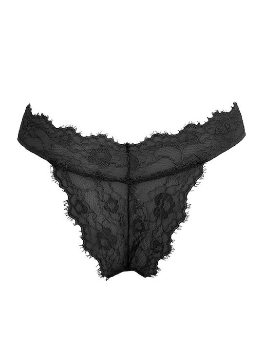 Damen Zeichenfolge Nahtlos mit Spitze Schwarz