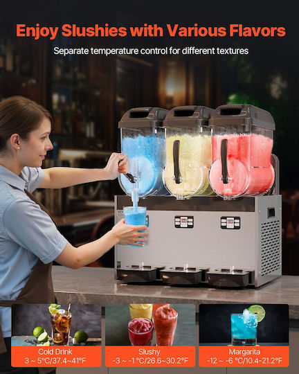 Vevor 12lx3 Tank Commercial Slushy Machine Margarita Smoothie Frozen Drink Maker