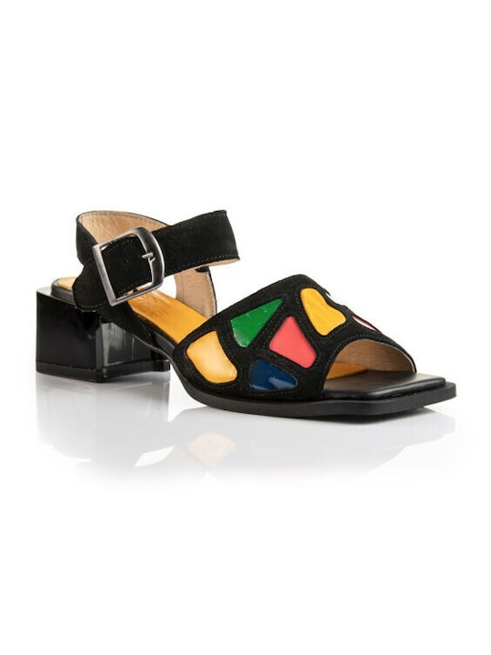 Boxer Leather Women's Sandals Multicolour with Medium Heel