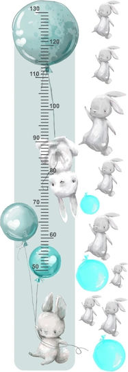 Children's Growth Chart Colorful Wall Sticker Grey Bunnies 45x120