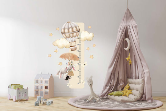Kids Growth Chart Bunny Balloon Wall Sticker Beige 45x120