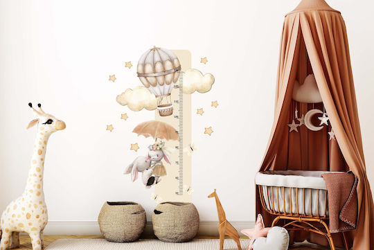 Kids Growth Chart Bunny Balloon Wall Sticker Beige 45x120