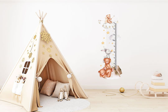 Kinder-Wachstumstabelle Hasen Bären Bunte Wandaufkleber 45x120