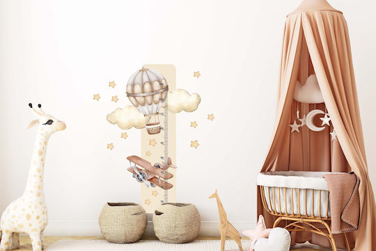 Kids Wall Sticker Airplane Height Balloon Beige 45x120