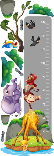 Kinder Wachstumstabelle Bunte Wandaufkleber Glückliche Tiere 45x120