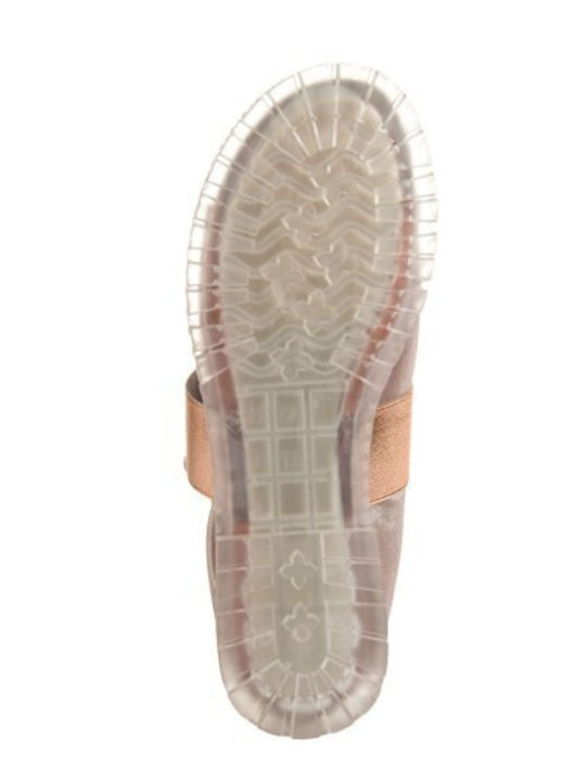 Daphne Leather Women's Flat Sandals in Gold Color