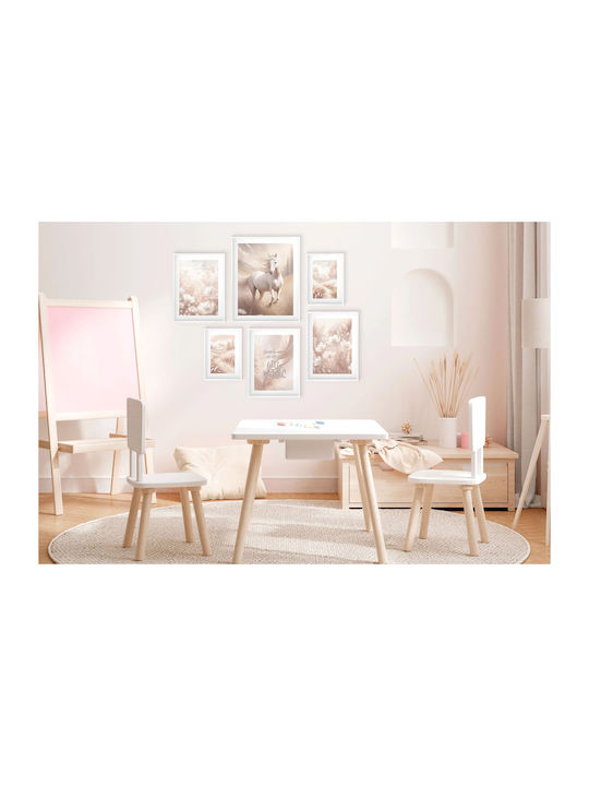 Kinderposter Set aus 6 Galerie Pferd Zitat Beige Set 100x100