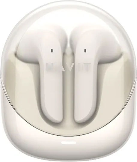Havit TW974 Earbud Bluetooth хендсфри Слушалки с Устойчивост на Пот и Кутийка за Зареждане Бежов
