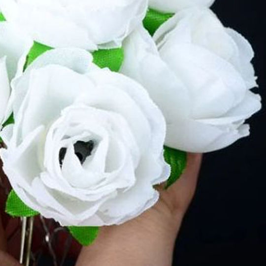 Set of 4 White Fabric Hair Flowers Mariza