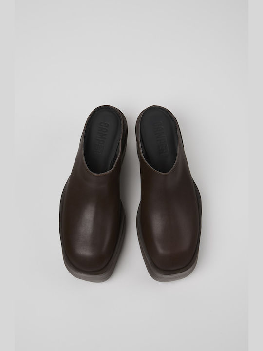 Camper Chunky Heel Mules Brown