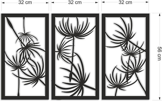 Triptychon Offene Arbeitsplatte Bläser Boho Dekoration 3D Gemälde Wohnzimmer 56x96