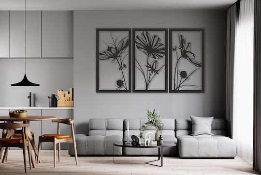 Imagini 3D Triptic Flori Panouri Deschise Decor Boho Plante 56x96