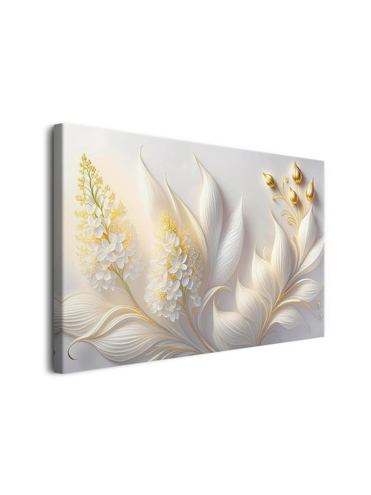 Moderne Gemälde Wohnzimmer Schlafzimmer Blätter Gold Glamour Stil 80x120